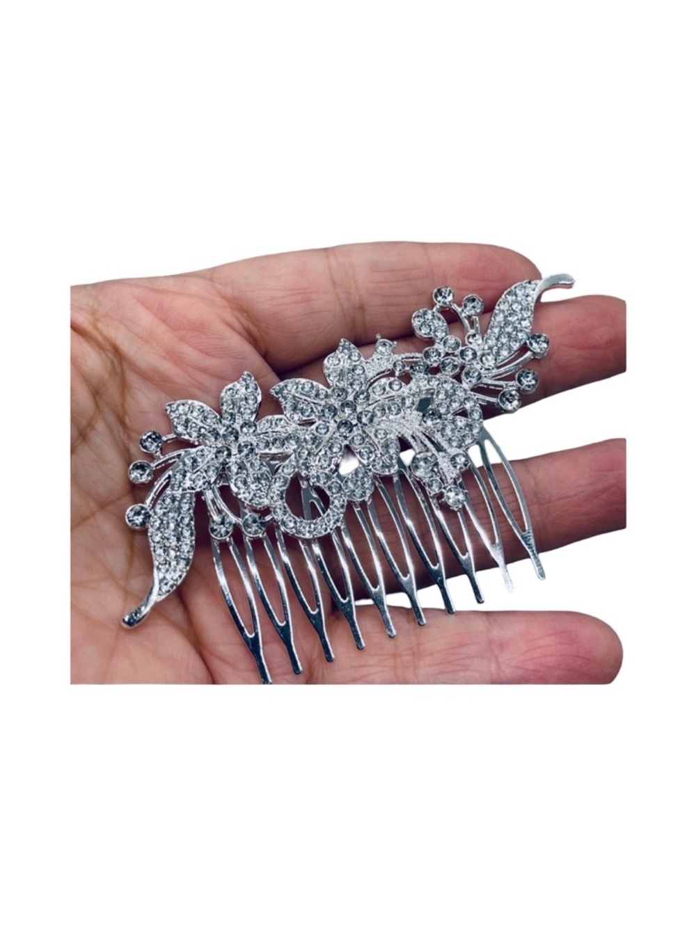 Silver Crystal Floral Hair Comb - Elegant Women’s Hair FINAL PRICE DROP